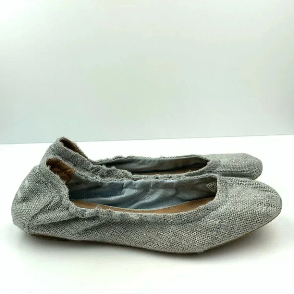Toms flats sz 8 38.5 blue silver metallic ballet